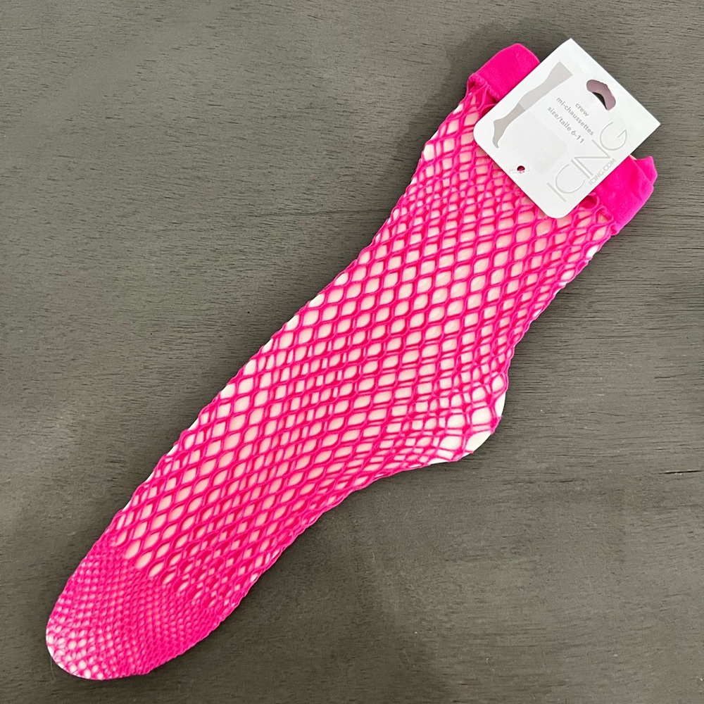 NWT Hot Pink Fishnet Socks